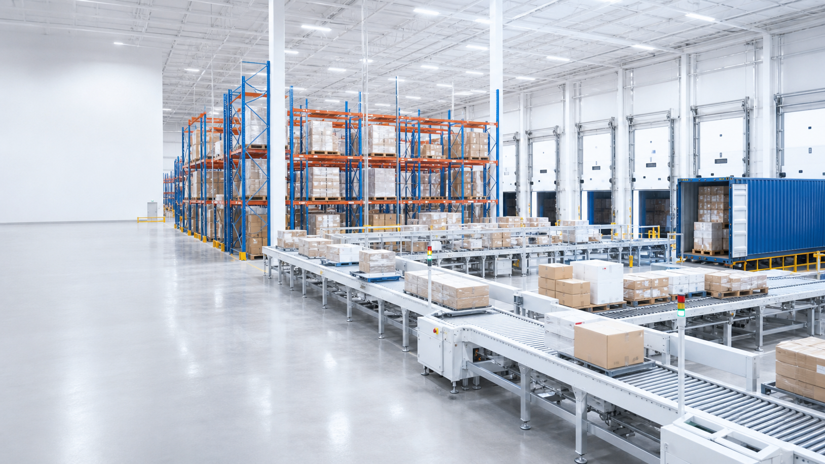Cross-border outbound logistics inside a high-capacity Pixior warehouse